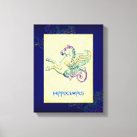 Hippocampus Greek Seahorse Vintage Art Wrapped Can