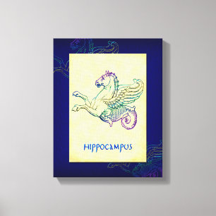 Hippocampus Greek Seahorse Vintage Art Wrapped Can Canvas Print
