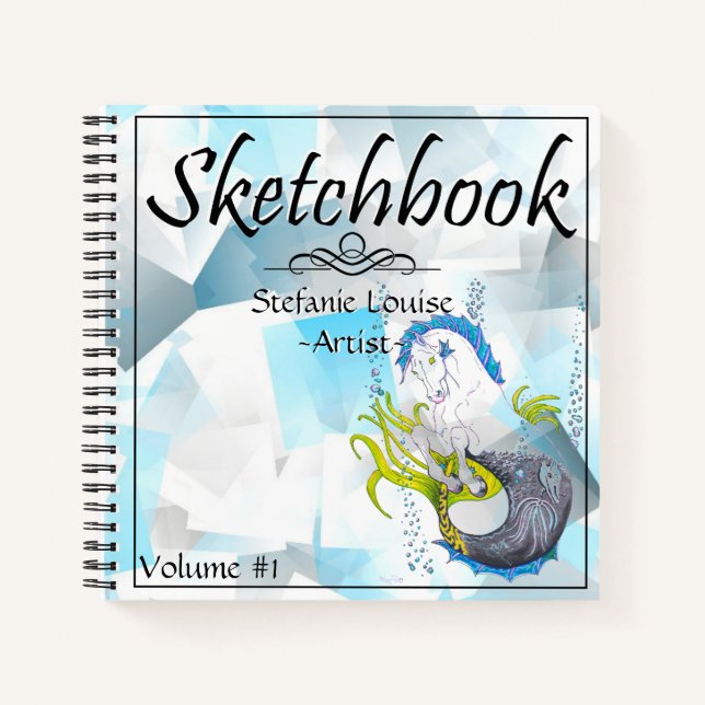 Hippocampus (icy blue abstract) Notebook (Front)