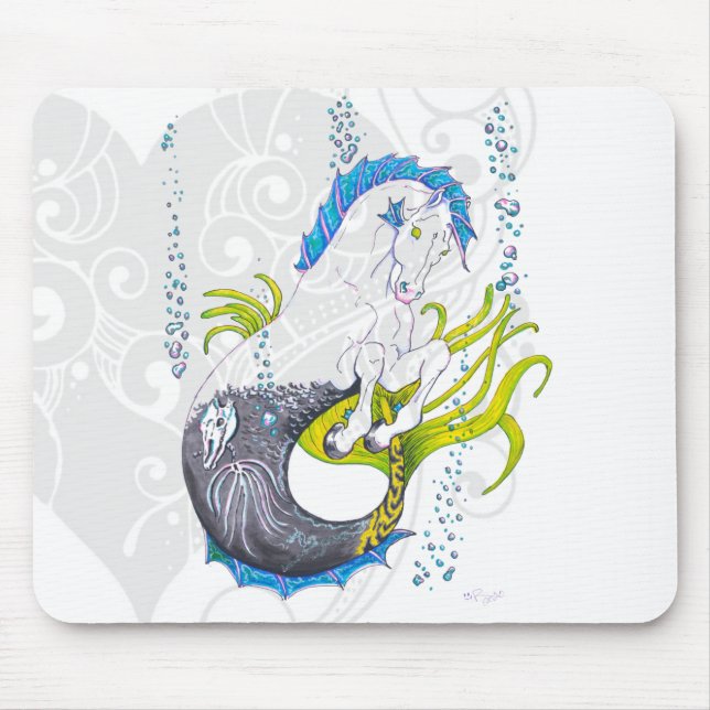 Hippocampus (skull) w/grey heart mouse pad (Front)