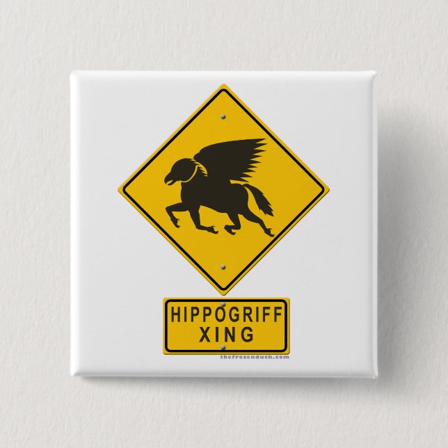 Hippogriff XING 2 Inch Square Button (Front)