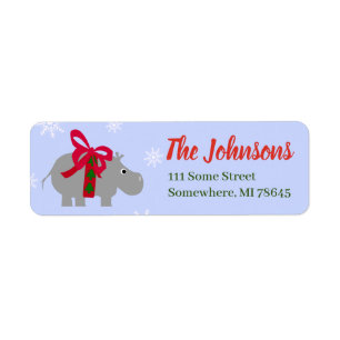 Hippopotame de Noël Étiquettes de adresse personna