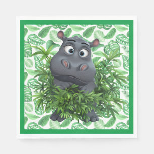 Hippopotame drôle avec serviette en papier à feuil