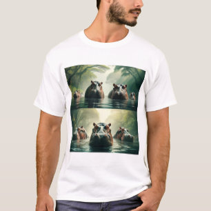 Hippopotame élégant Imprimer T-shirt