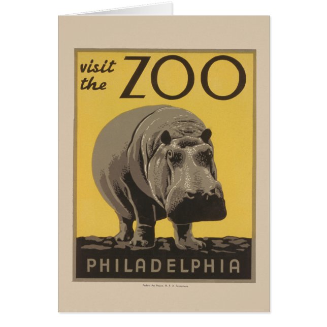 Hippopotame vintage hippo zoo poster wpa (Devant)