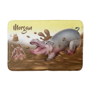 Hippopotames boueux moyens de tapis de bain