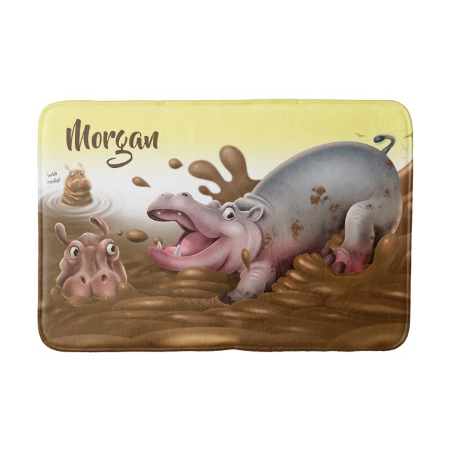 Hippopotames boueux moyens de tapis de bain (Devant)