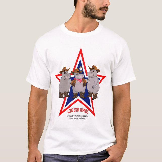 Hippopotames Lone Star, T-shirt Texas Cowboys (Devant)