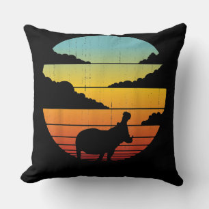 Hippopotamus 60s 70s Hippo    Hippo Lover Throw Pillow