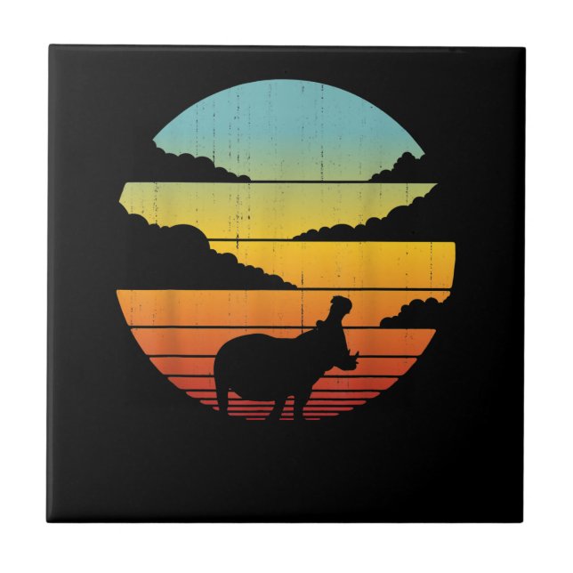 Hippopotamus 60s 70s Hippo |  Hippo Lover Tile (Front)