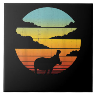 Hippopotamus 60s 70s Hippo Hippo Lover Tile