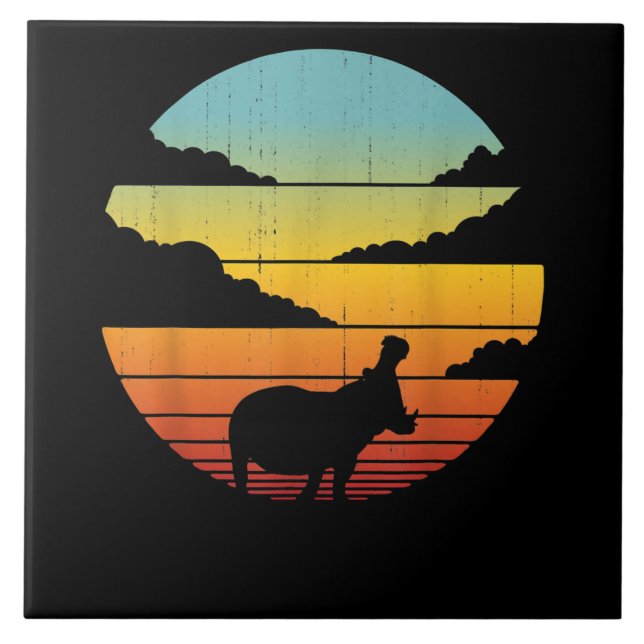Hippopotamus 60s 70s Hippo |  Hippo Lover Tile (Front)
