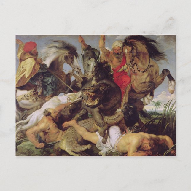 Hippopotamus and Crocodile Hunt, c.1615-16 Postcard (Front)