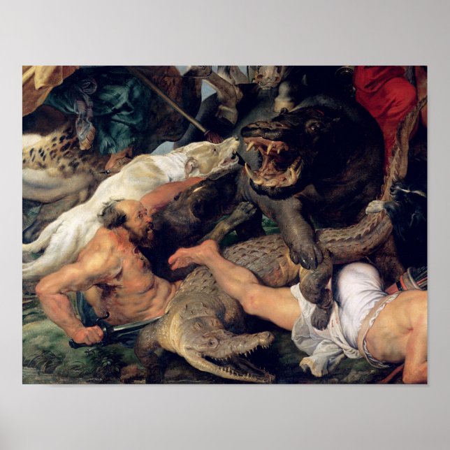 Hippopotamus and Crocodile Hunt, c.1615-16 Poster (Front)