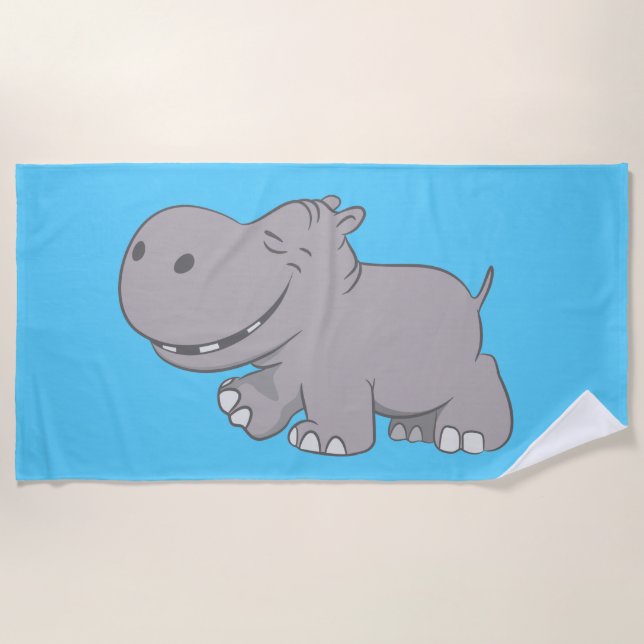 Hippopotamus Beach Towel (Front)