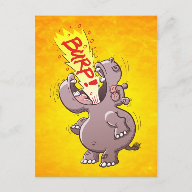 Hippopotamus Burping Loudly Postcard (Front)