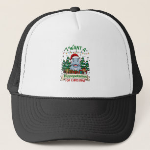 Hippopotamus Christmas Hippo Santa Hat Trees Prese