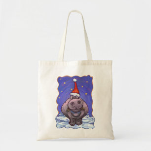 Hippopotamus Christmas Tote Bag