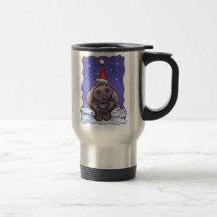 Hippopotamus Christmas Travel Mug
