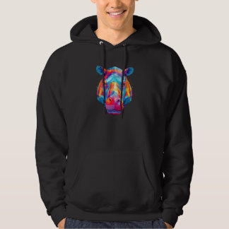 Hippopotamus Cute Hippo Geometric Zoo Animal Art Hoodie