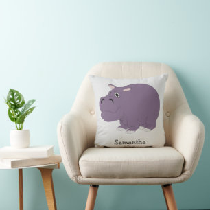 Hippopotamus Design Personalised Throw Pillow