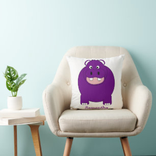 Hippopotamus Design Personalised Throw Pillow