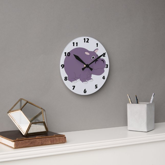 Hippopotamus Design Round Clock (Office)