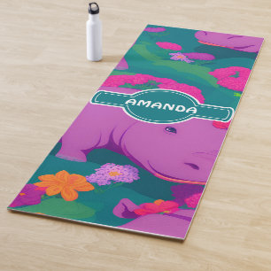 Hippopotamus Floral Colourful Personalized Pattern Yoga Mat