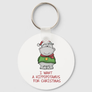 Hippopotamus for Christmas - Cute Hippo Design Keychain