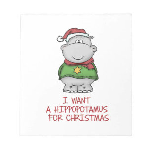 Hippopotamus for Christmas - Cute Hippo Design Notepad