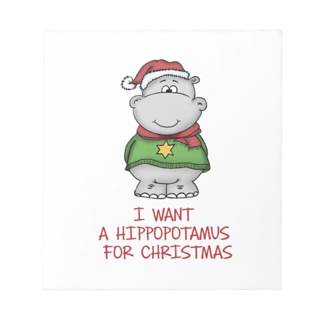 Hippopotamus for Christmas - Cute Hippo Design Notepad (Front)