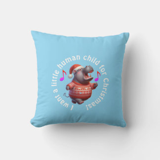 Hippopotamus for Christmas Spoof Throw Pillow