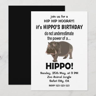 Hippopotamus Funny Cute Hippo Birthday Invitation