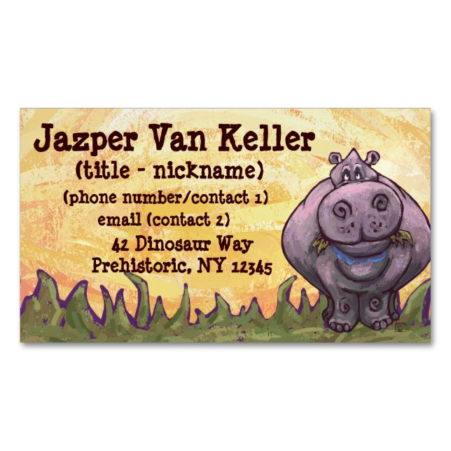 Hippopotamus Gifts & Accessories Magnetic Business Card (Front)