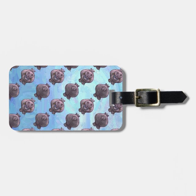 Hippopotamus Heads and Tails Patterns Luggage Tag (Front Horizontal)