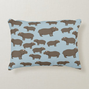 Hippopotamus Hippo Pattern Accent Pillow