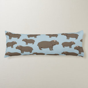 Hippopotamus Hippo Pattern Body Pillow