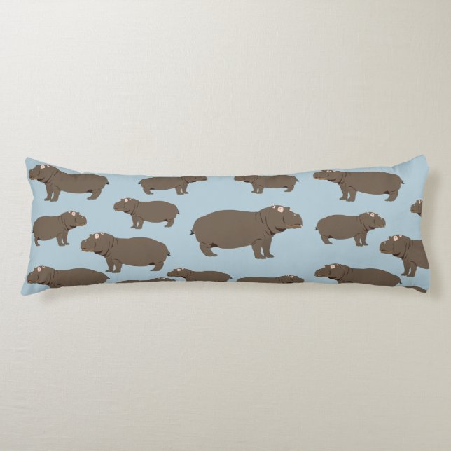 Hippopotamus Hippo Pattern  Body Pillow (Front)