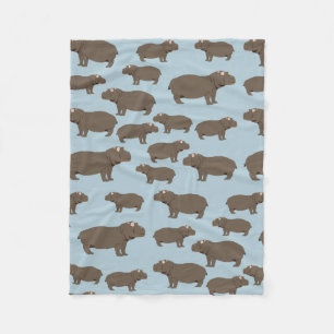 Hippopotamus Hippo Pattern Fleece Blanket