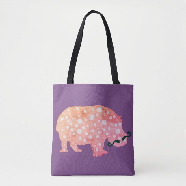 Hippopotamus Hipster All-Over-Print Tote Bag (Front)
