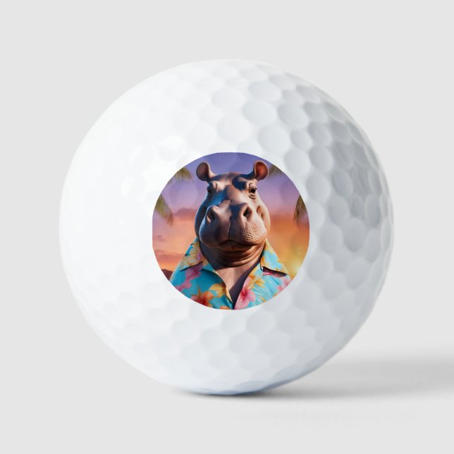Hippopotamus Holiday Golf Balls (Front)