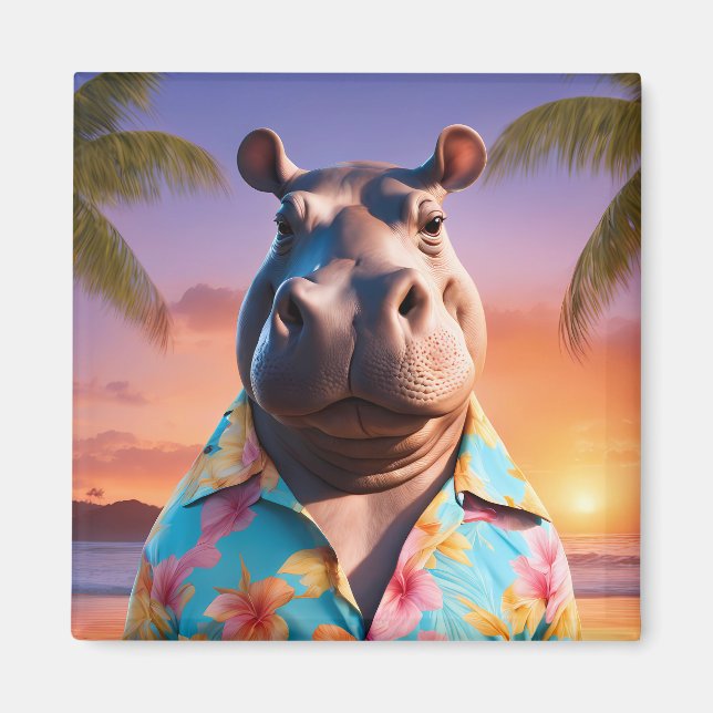 Hippopotamus Holiday Magnet (Front)