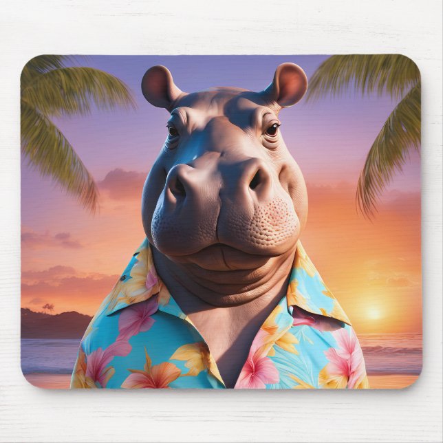 Hippopotamus Holiday Mouse Pad (Front)