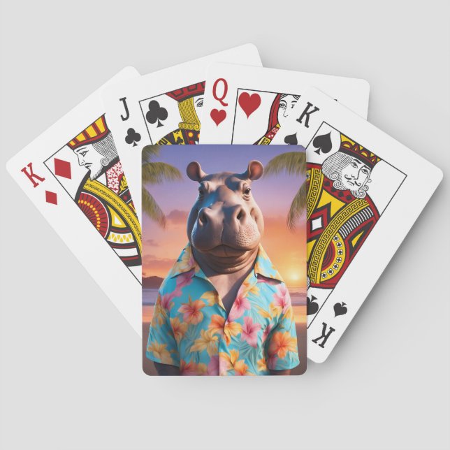 Hippopotamus Holiday Playing Cards (Back)