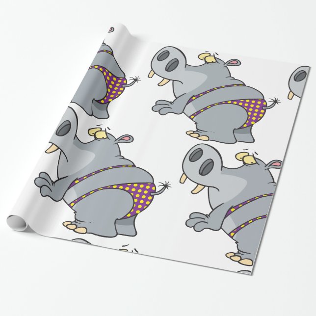 Hippopotamus In A Bikini Wrapping Paper (Unrolled)