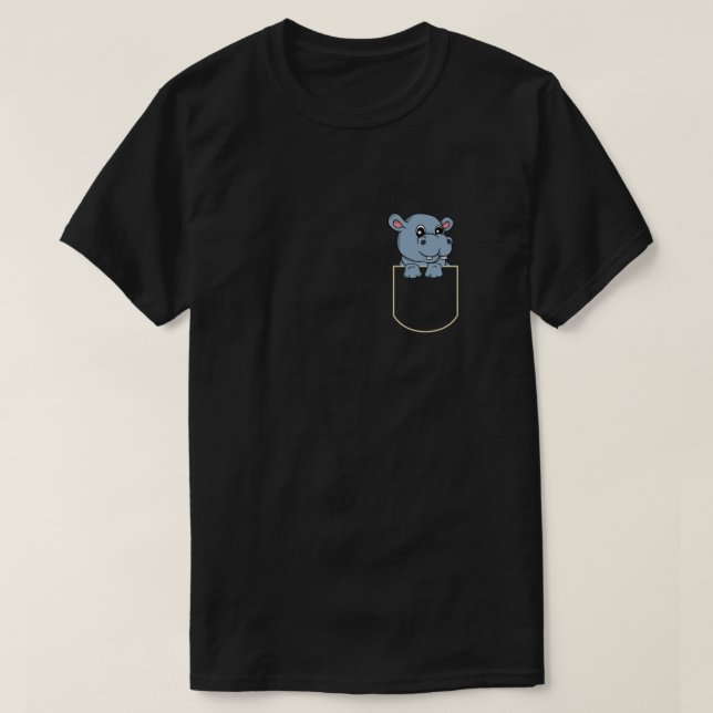 Hippopotamus In Pocket Gift Hippo Pocket TShirt (Design devant)