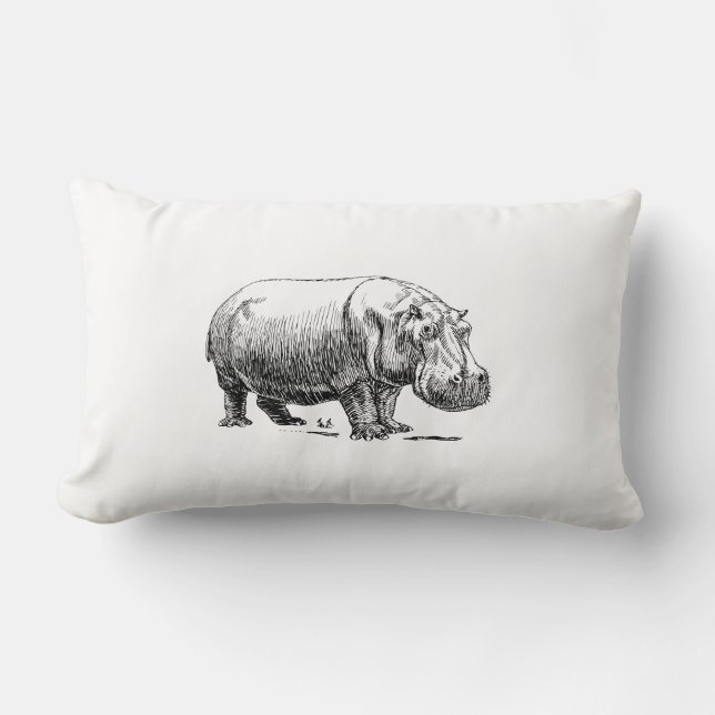 Hippopotamus Lumbar Pillow (Front)