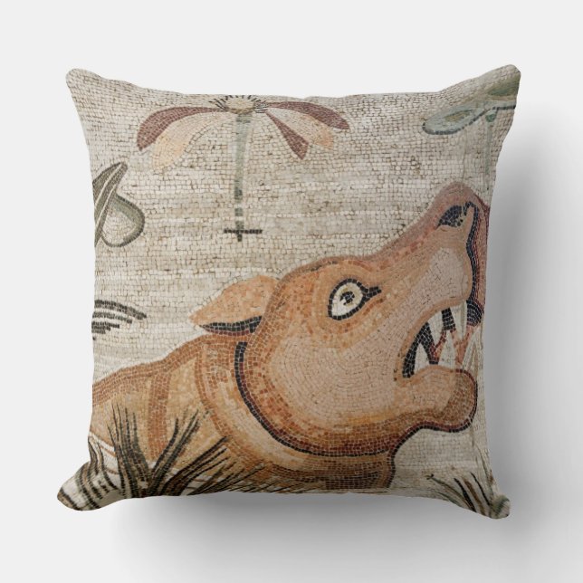 Hippopotamus, Nile mosaic, House of the Faun Throw Pillow (Front)