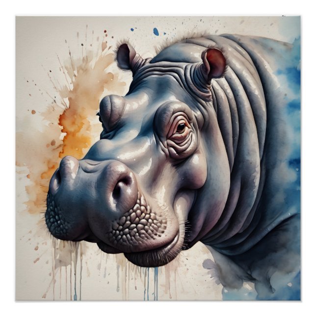 Hippopotamus no 2 Glossy Poster (Front)