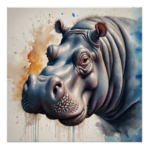 Hippopotamus no 2 Poster brillant